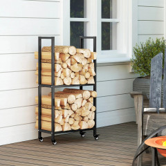 Stojan na palivové dřevo pro interiér, 60 x 30 x 119 cm | černý č.1
