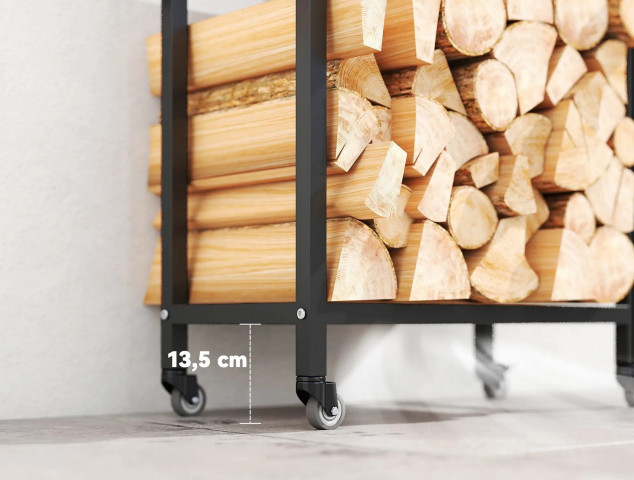 Stojan na palivové dřevo pro interiér, 60 x 30 x 119 cm | černý č.4