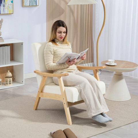 Čalouněné křeslo se sametovým vzhledem | krémově bílé č.2