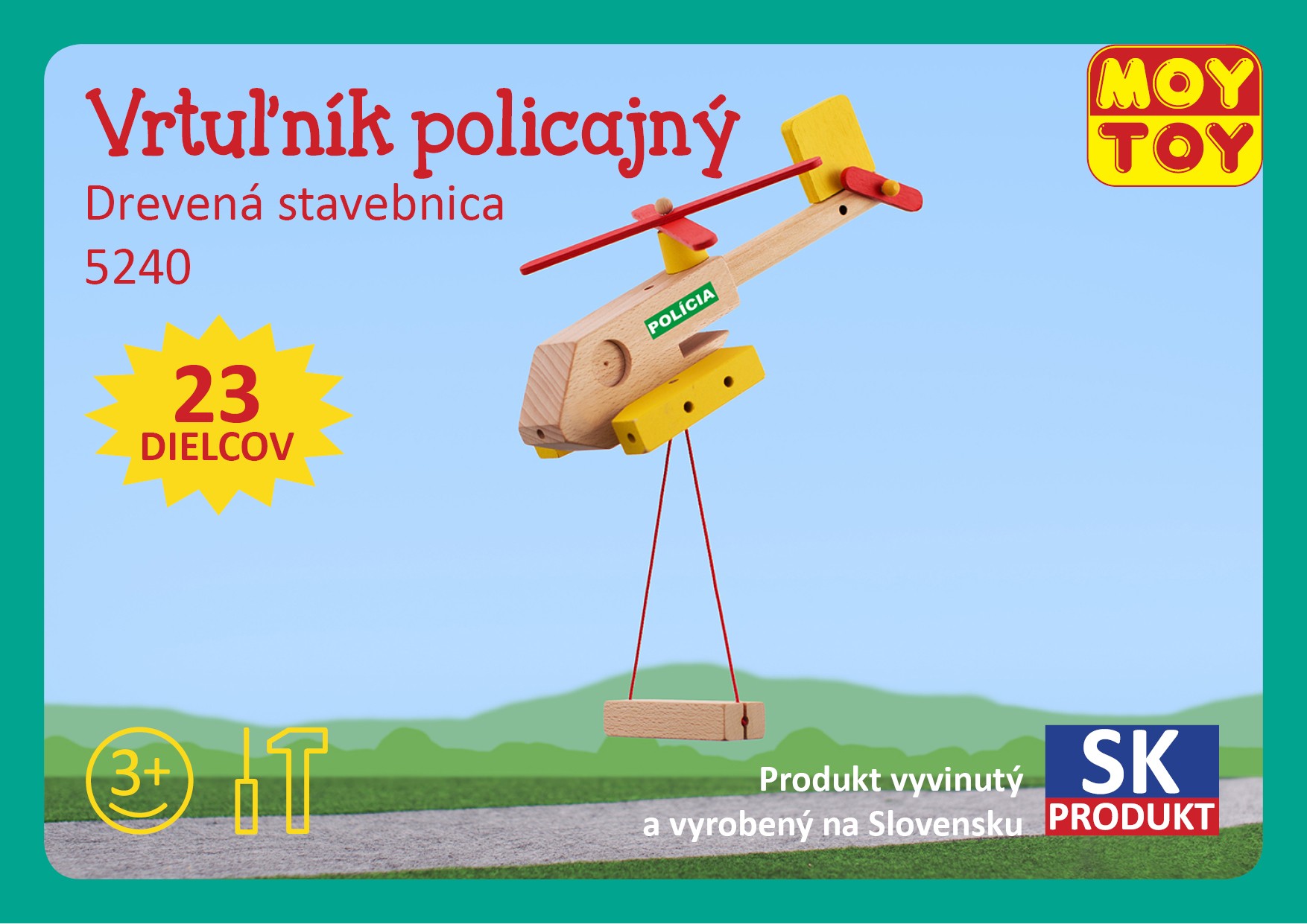 Moy Toy Dřevěná stavebnice Policejní vrtulník Moy Toy