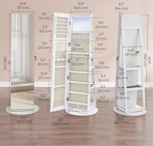 Otočná uzamykatelná šperkovnice se zrcadlem č.3