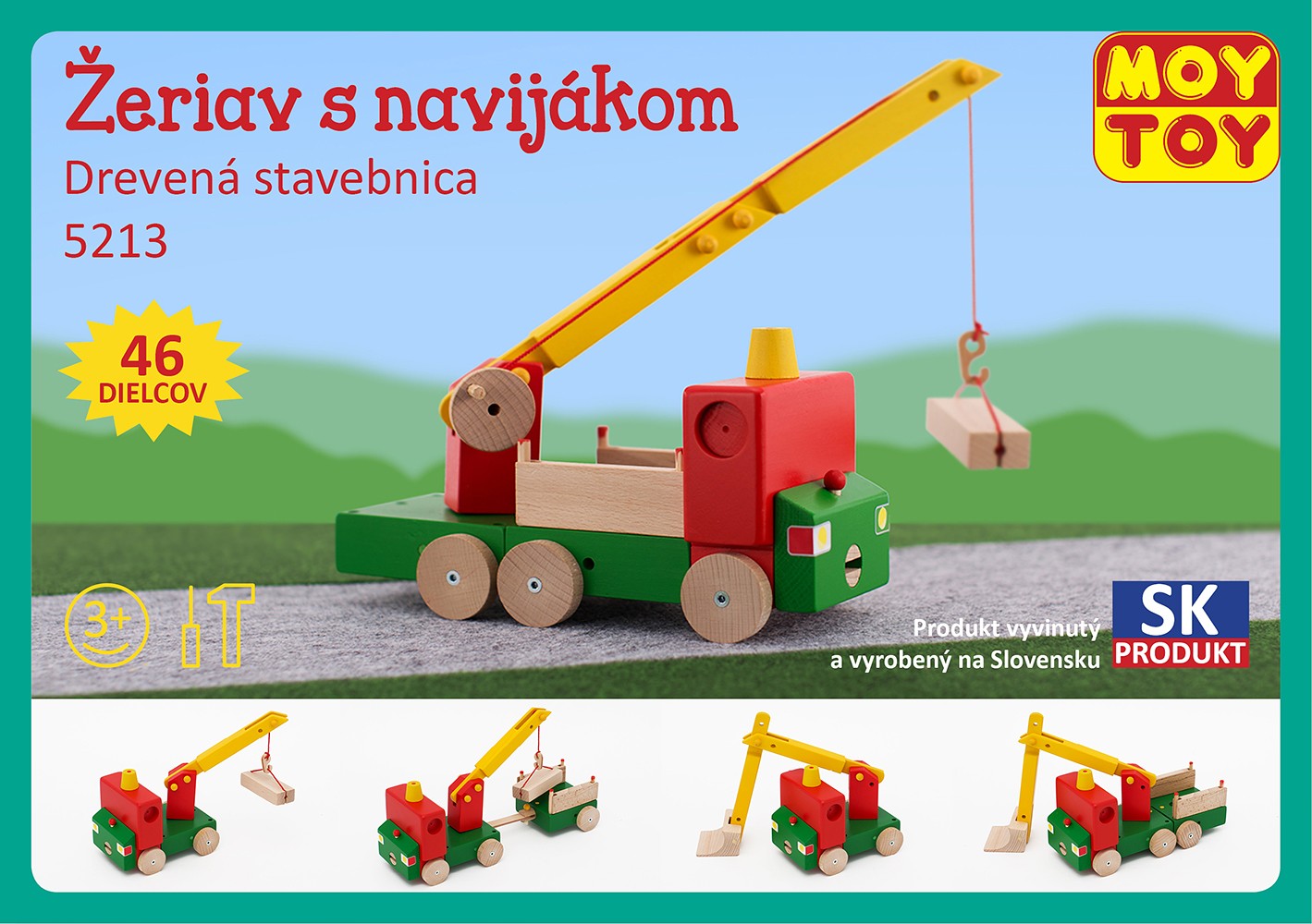 Moy Toy Dřevěná stavebnice Jeřáb s navijákem Moy Toy