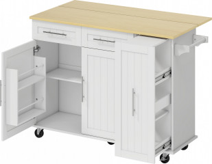 Kuchyňský vozík s výsuvnou pracovní deskou | bílý