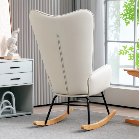 Houpací křeslo se sametovým vzhledem | krémově bílé č.4