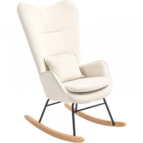 Houpací křeslo se sametovým vzhledem | krémově bílé č.2