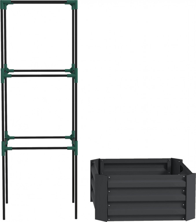 Vyvýšený záhon 61 x 61 x 140 cm | šedý