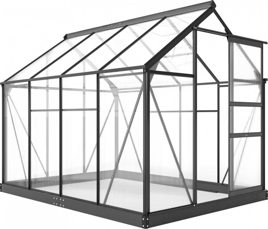 Polykarbonátový skleník 190x252x201cm | šedý