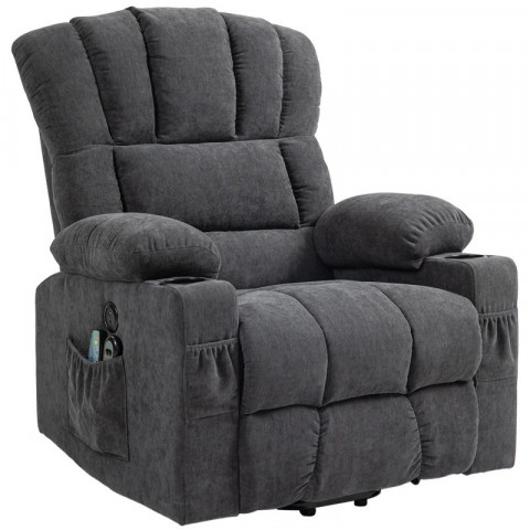 Elektrické polohovatelné masážní křeslo | tmavě šedé č.6