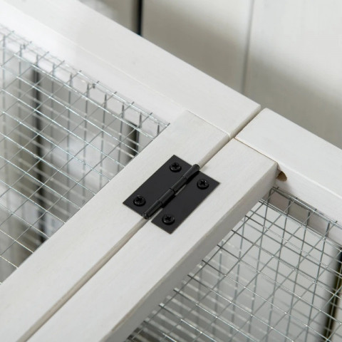 Pojízdná dřevěná králíkárna, 108 x 58 x 73,5 cm | žlutá č.5