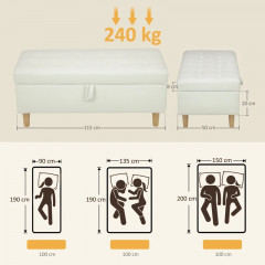 Čalouněná lavice s úložným prostorem | krémově bílá č.3