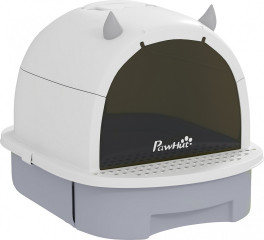 Kočičí toaleta s víkem | šedá č.1