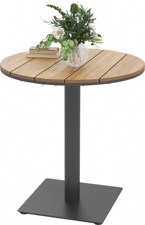 Zahradní stůl průměr 70 cm | přírodní + černý