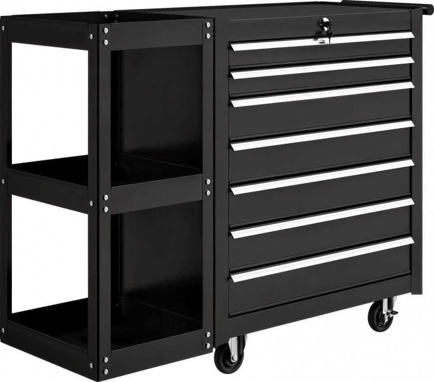 Dílenský vozík na nářadí se 7 zásuvkami | černý