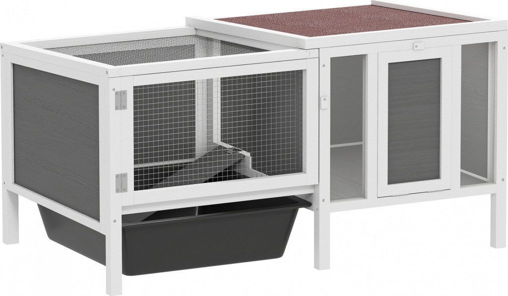 Dřevěná králíkárna 105 x 57,5 x 51,5 cm | šedá