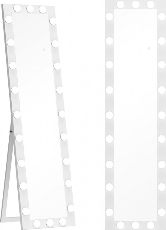 Celoplošné zrcadlo 150 x 40 cm s 24 žárovkami | bílé