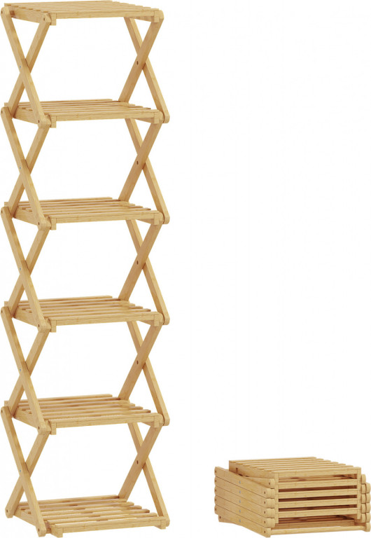 Skládací botník se 6 patry | přírodní