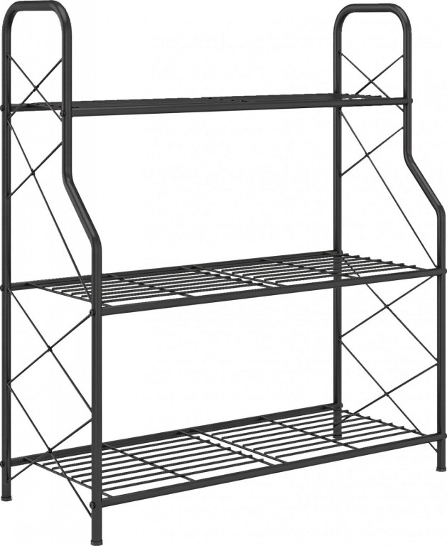 3-patrový stojan na květiny | černý