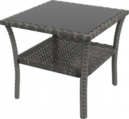 Polyratanový zahradní stůl, 50 x 50 x 45 cm | šedý č.1