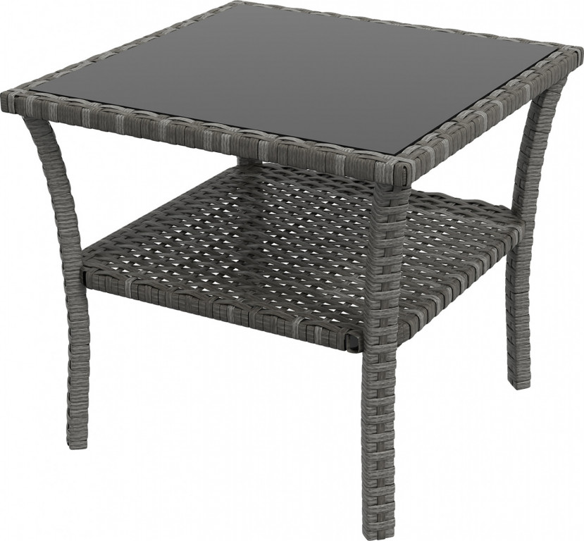 Polyratanový zahradní stůl, 50 x 50 x 45 cm | šedý