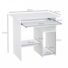 Počítačový stůl 80 x 45 x 73,5 cm | bílý č.2