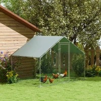 Ocelový kurník se střechou, 3 x 1,7 x 1,9 m | stříbrný č.1