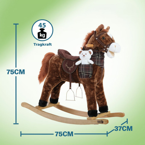 Plyšový houpací kůň se zvuky | tmavě hnědý č.2