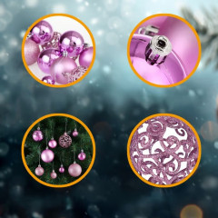 Vánoční ozdoby sada 100 kusů | růžové č.2