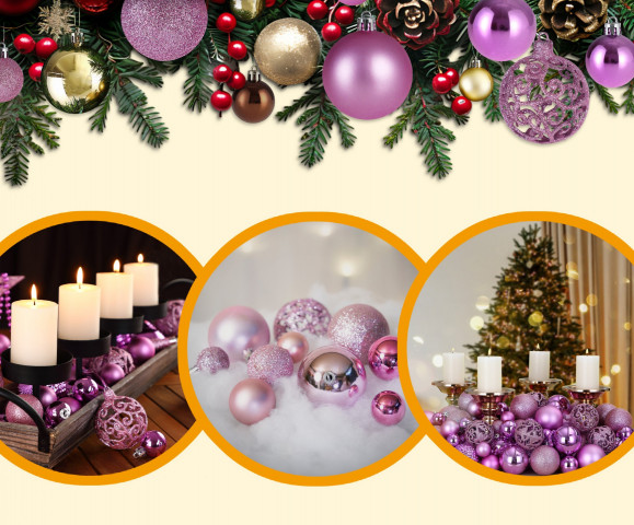 Vánoční ozdoby sada 100 kusů | růžové č.3