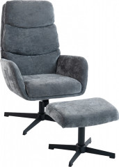 Relaxační křeslo s vysokým opěradlem a taburetem | šedé č.1