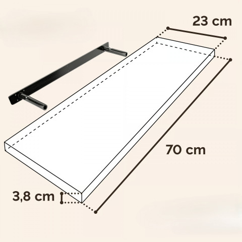 Vysoce kvalitní nástěnná police 70cm | tmavý dub č.3