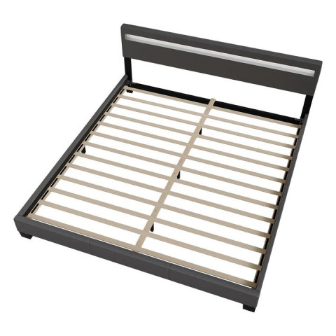 Čalouněná postel Paris s LED osvětlením 160 x 200 cm | tmavě šedá č.3