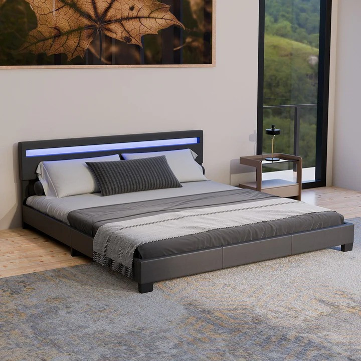 Čalouněná postel Paris s LED osvětlením 180 x 200 cm | černá