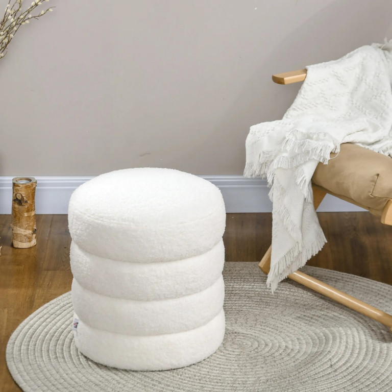 Kulatá čalouněná stolička, průměr 40 cm | krémově bílá