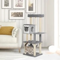 Škrabadlo pro kočky 59x48x155 cm | šedé + bílé č.1