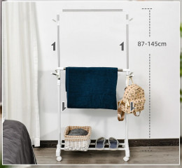 Pojízdný výškově nastavitelný věšák | bílý č.3