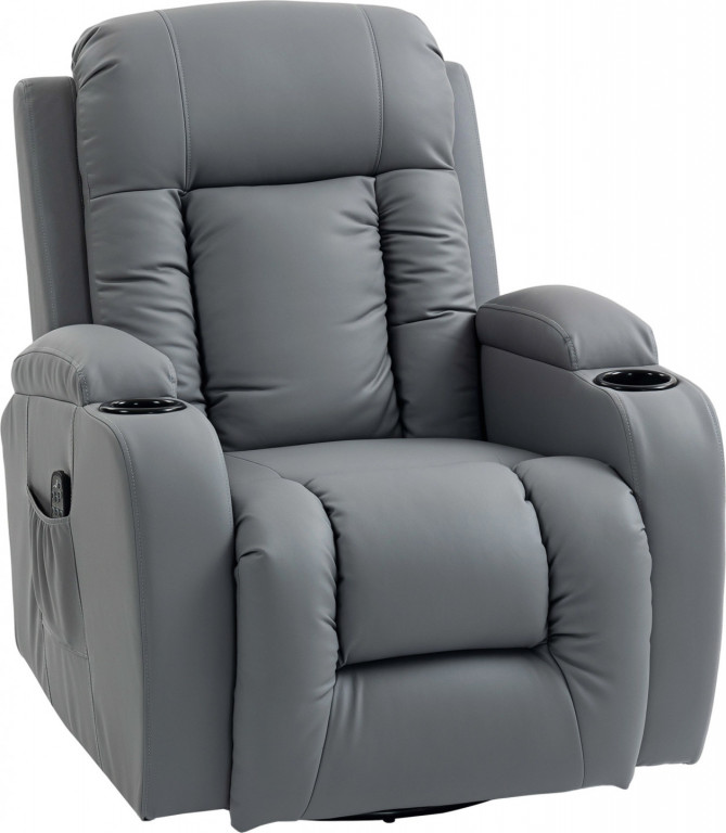 Relaxační a masážní křeslo s funkcí polohování | světle šedé