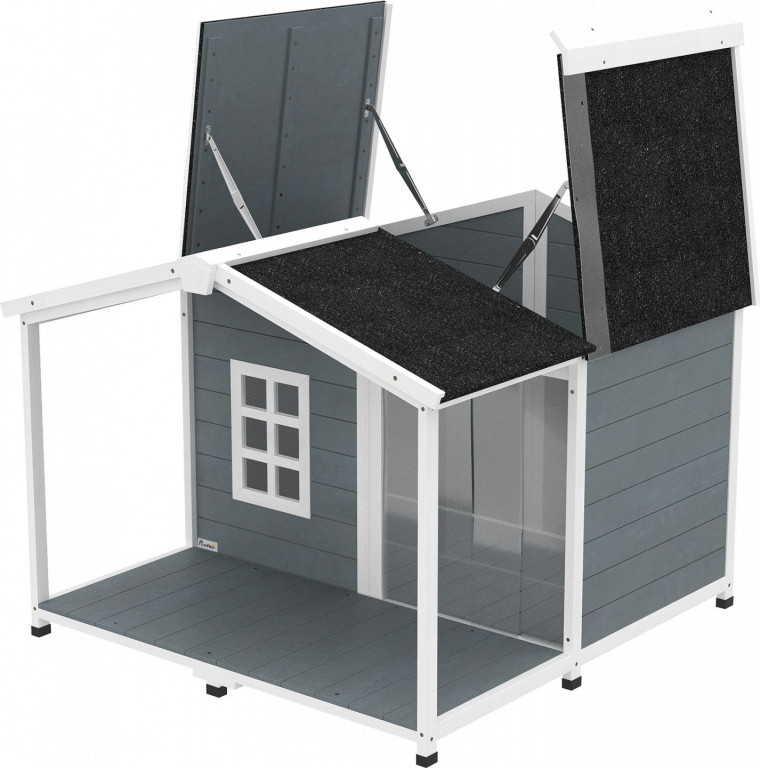 Psí bouda odolná proti povětrnostním vlivům 103 x 107 x 83,5 cm | šedá
