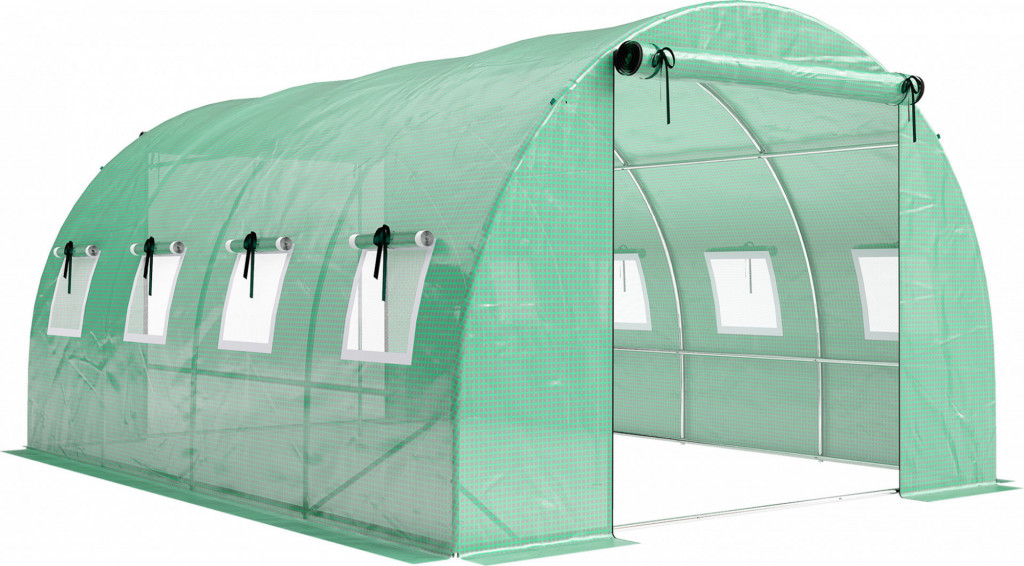 Fóliovník s rolovacími dveřmi na 2 zipy | zelený