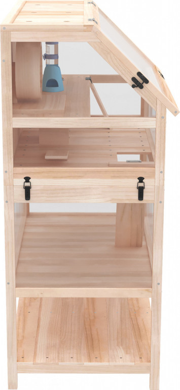 Dřevěná klec pro křečky 3 úrovně 80 x 53 x 117 cm | přírodní