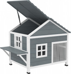 Dřevěný domeček pro kočky dvoupatrový | šedý č.1