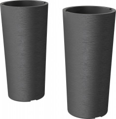 2 stohovatelné květináče | tmavě šedé č.1