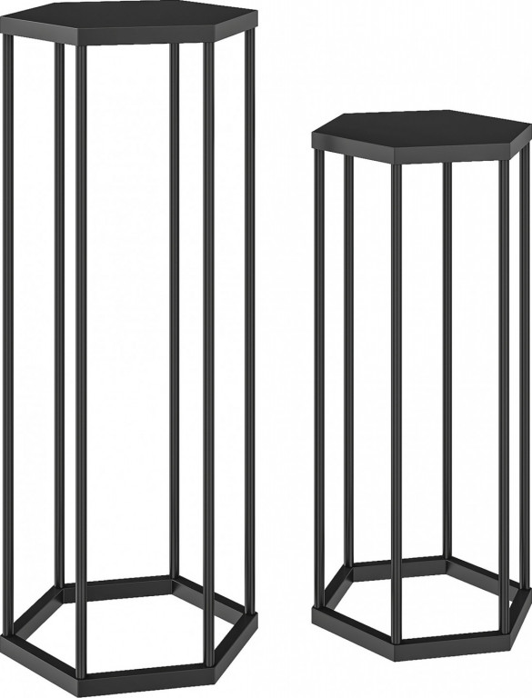 Sada 2 stojanů na květiny šestihranný | černý