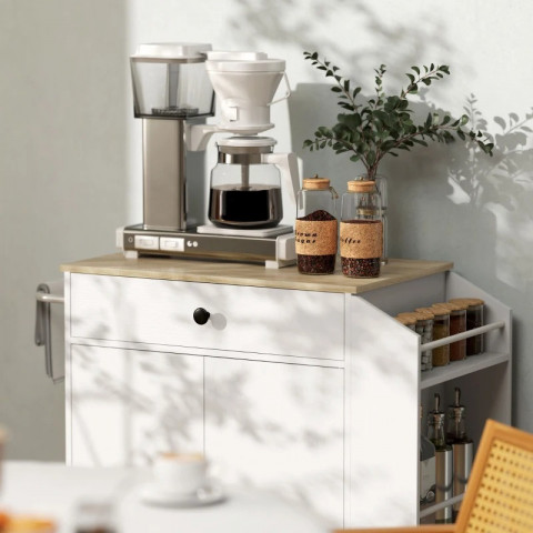 Kuchyňský pojízdný vozík s pracovní deskou | bílý č.6