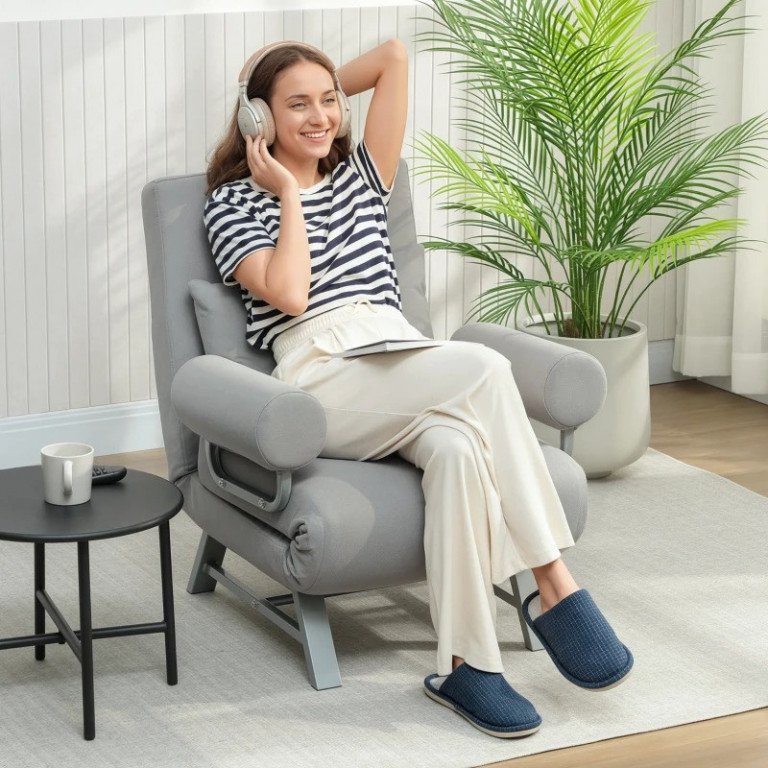 Rozkládací křeslo 3 v 1 | světle šedé