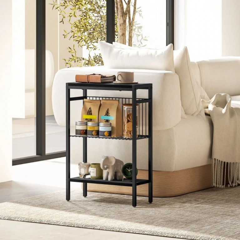 Odkládací stolek se 2 policemi | černý