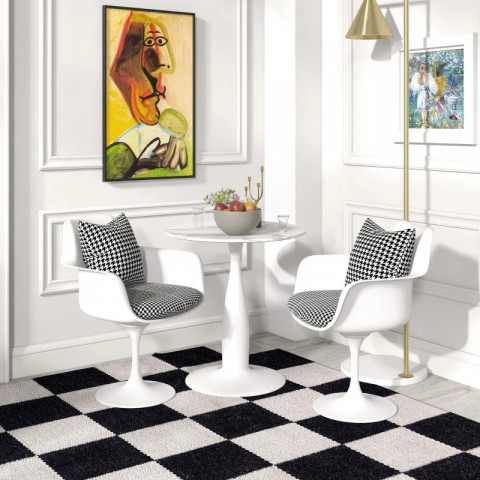 Jídelní stůl pro 4 osoby průměr 70 cm | bílý č.5