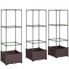 Vyvýšený záhon s mříží 40 x 40 x 125 cm | zelený + hnědý