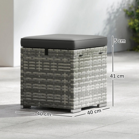 2 ratanové taburety 40 x 40 x 41 cm | tmavě šedé č.2