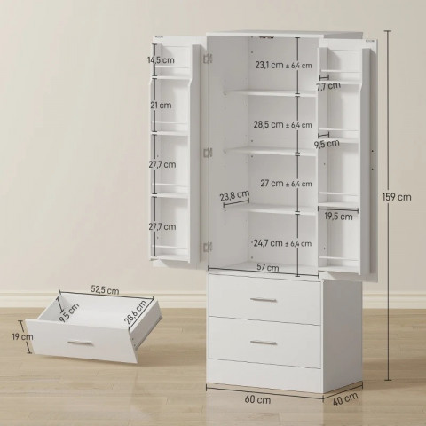 Kuchyňská skříň s nastavitelnými policemi 60 x 40 x 159 cm | bílá č.3