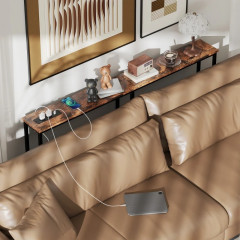 Předsíňový stolek s integrovanou nabíjecí stanicí, 160 x 20 x 80 cm | rustikálně hnědý č.3